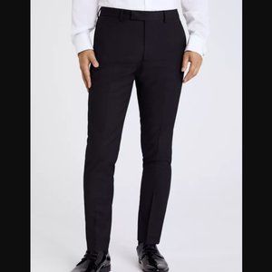 NWT MOSS BROS LONDON Slim Fit Black Dress Trousers 28S